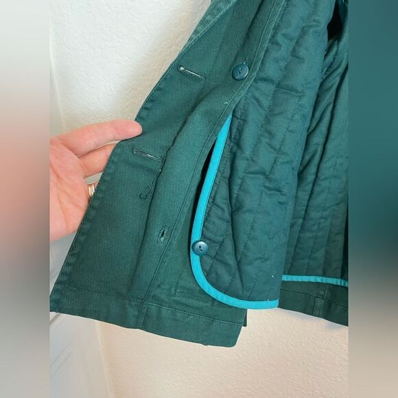 Vintage Gap barn jacket with fur collar and quilted vest liner in green Retro M - Picture 4 of 12